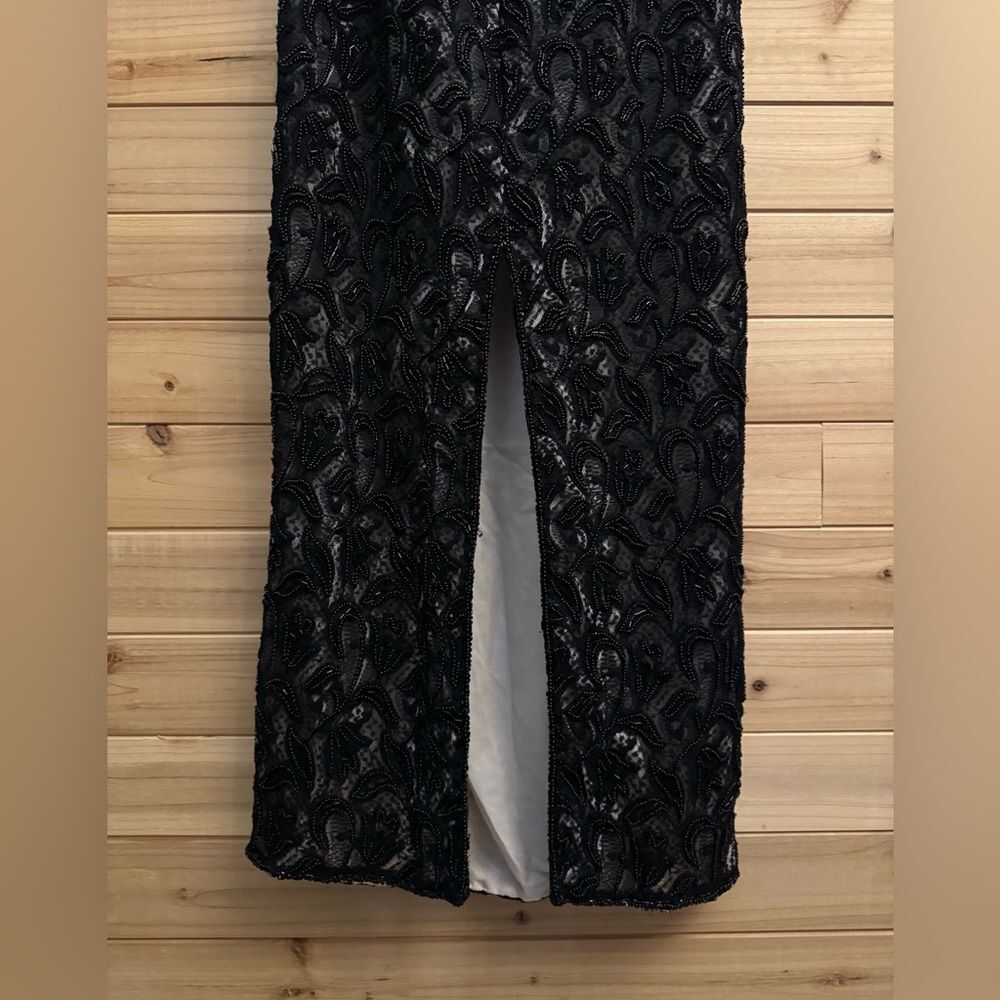 Vintage Stenay Size Small Beaded High Halter Scalloped Neckline Fancy Prom Gown - Picture 12 of 14